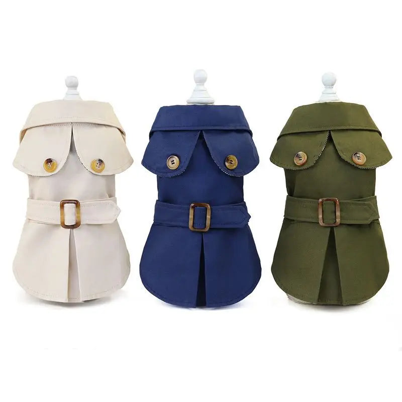 British Style Winter Trench Coat for Small Puppies | Thick Warm Dog Jacket & Hoodie