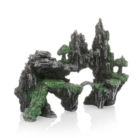 Aquarium Decorative Rockery with Arched Bridge – Resin Landscaping Ornament for Fish Tank or Home Decor