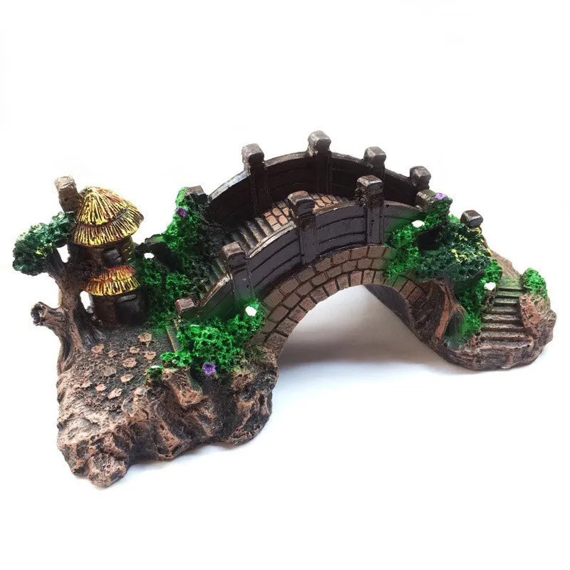 Fish Tank Artificial Bridge Resin Landscape Decoration Bridge Aquarium Equipment Accessories Ornament Cave Aquatic Pet Fish