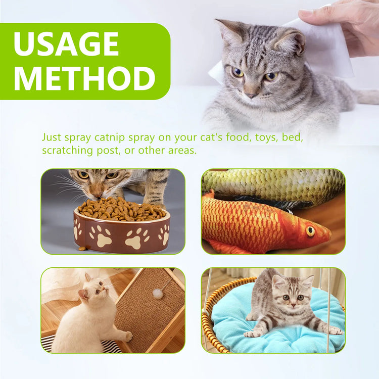Natural Catnip Spray | Happy Water Formula for Cats | Promotes Appetite | Relieves Anxiety | Boosts Vitality | Pet Training Aid | Mood Enhancer