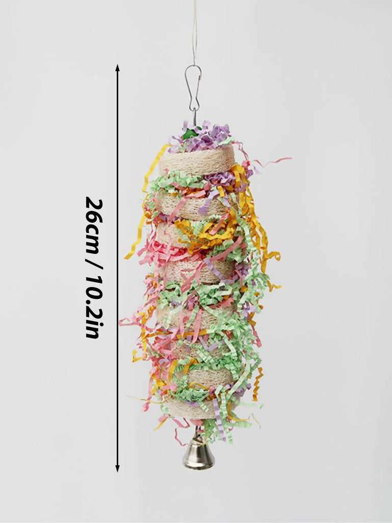 Funny Bird Toys | Parrot Swing with Bell | Natural Loofah Hanging Toy | Climb & Chew Toy for Cockatiels & Parakeets | Pet Cage Accessory