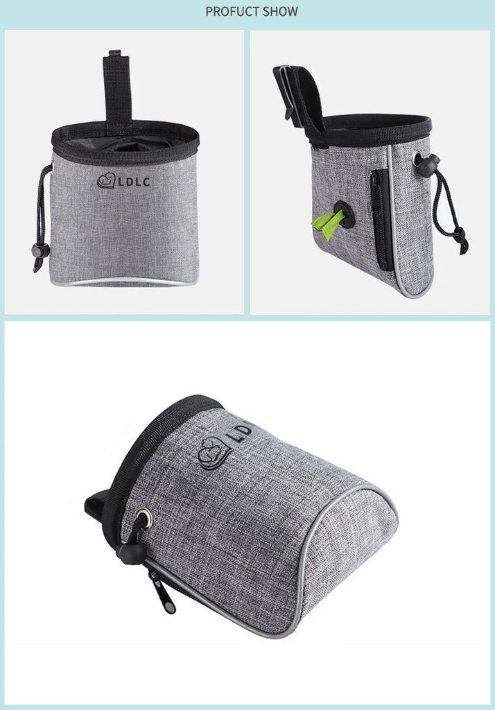 Dog Treat Training Pouch with Poop Bag Dispenser – Outdoor Pet Snack Bag for Toys, Kibble & Treats