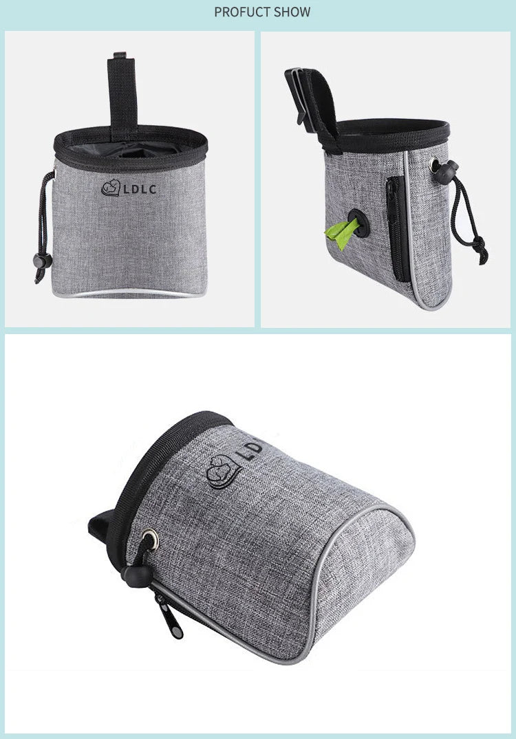 Dog Treat Training Pouch with Poop Bag Dispenser – Outdoor Pet Snack Bag for Toys, Kibble & Treats