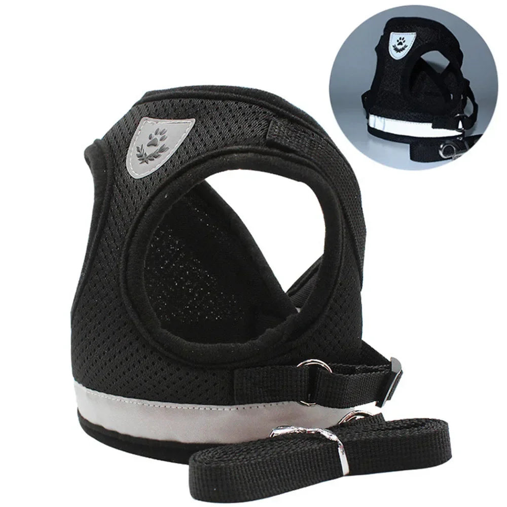 Cat Harness | Lead Leash Set | Adjustable Reflective Escape Proof Pet Mesh Vest Harness | Puppy Dog Collar | Small Dog Cat Pet Supplies