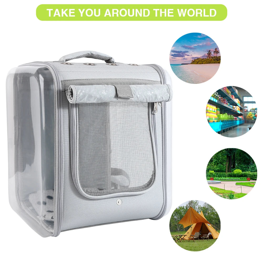 Double Sided Transparent Cat Carrier Backpack | Ventilated Travel Bag for Cats/Small Pets