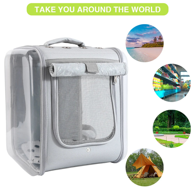 Double Sided Transparent Cat Carrier Backpack | Ventilated Travel Bag for Cats/Small Pets