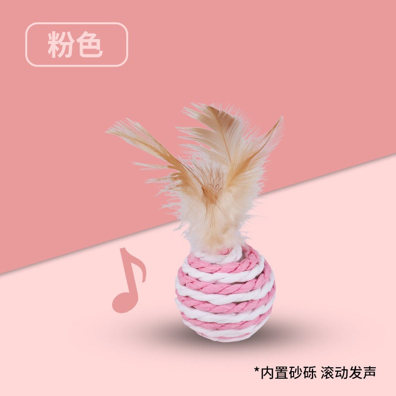 Cat Toys | Sisal Balls with Feathers | Cat Resistant to Biting | Grinding Teeth | Making Sounds | Cat Scratching Balls | Cat Teasing | Pet Supplies
