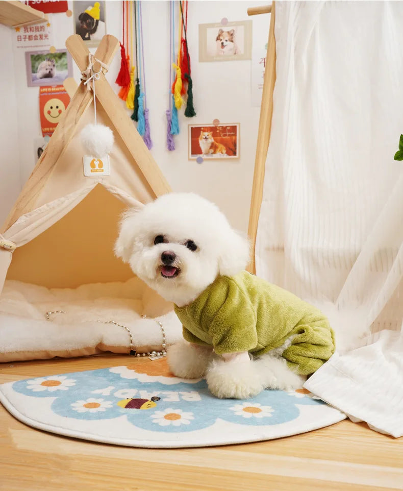 Fleece Warm Winter Dog Jumpsuit Pajamas for Small Dogs | Pomeranian Puppy Nightshirt & Cat Overalls