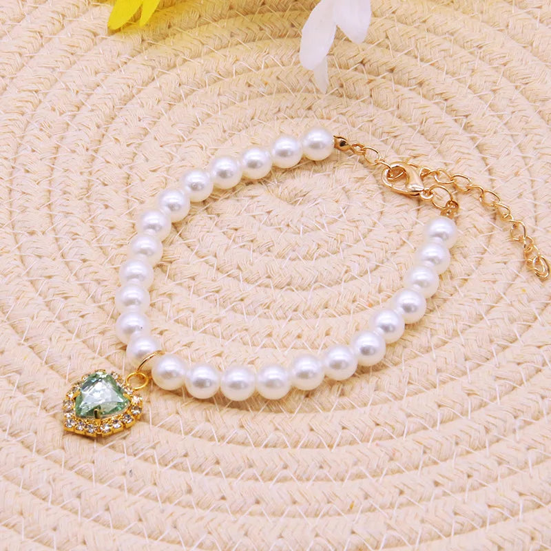 New Cat Collar Decoration | Cute Exquisite Neck Accessory | Adjustable Kitten Necklace | Summer Style | High Simulation Pearls | Pet Supplies