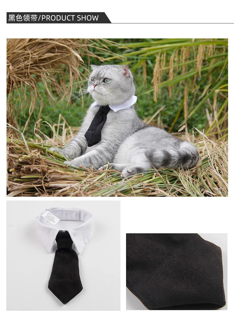Gift Pet Dog/Cat Formal Necktie | Tuxedo Bow Tie - Black and Red Collar for Dog/Cat | Pet Accessories for Wedding, Holiday, and Party