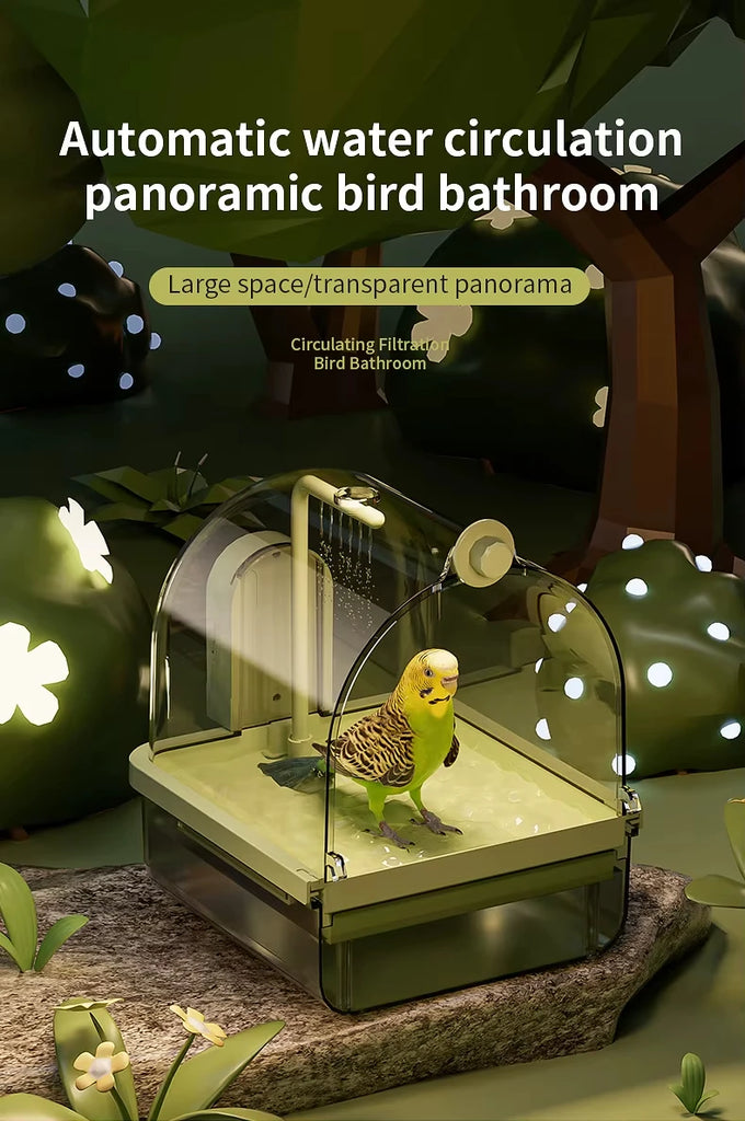 Smart Sensor Bird Bathtub – Automatic Electric Hanging Shower Box | Clear Parrot Bath with Hooks