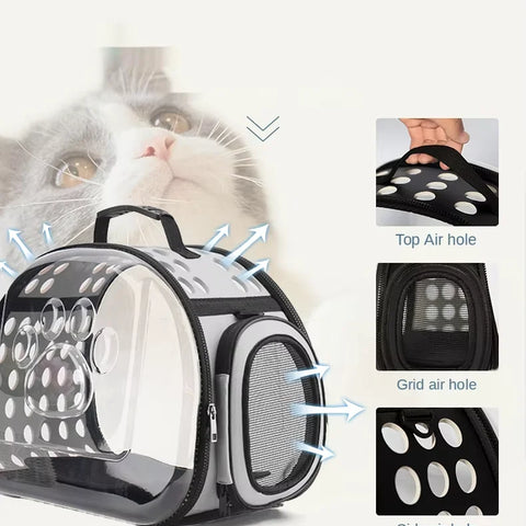 Cat/Dog Carrier Bag – Transparent, Breathable, Portable Travel Tote for Cats, Dogs & Rabbits