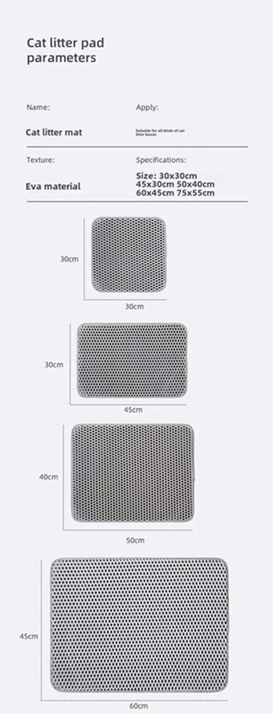 Cat Litter Mat - Double Layer | Cat Litter Box Waterproof Mat | Non-slip Sand Cat Pad | Foldable Washable Mat | Pet Clean Supplies