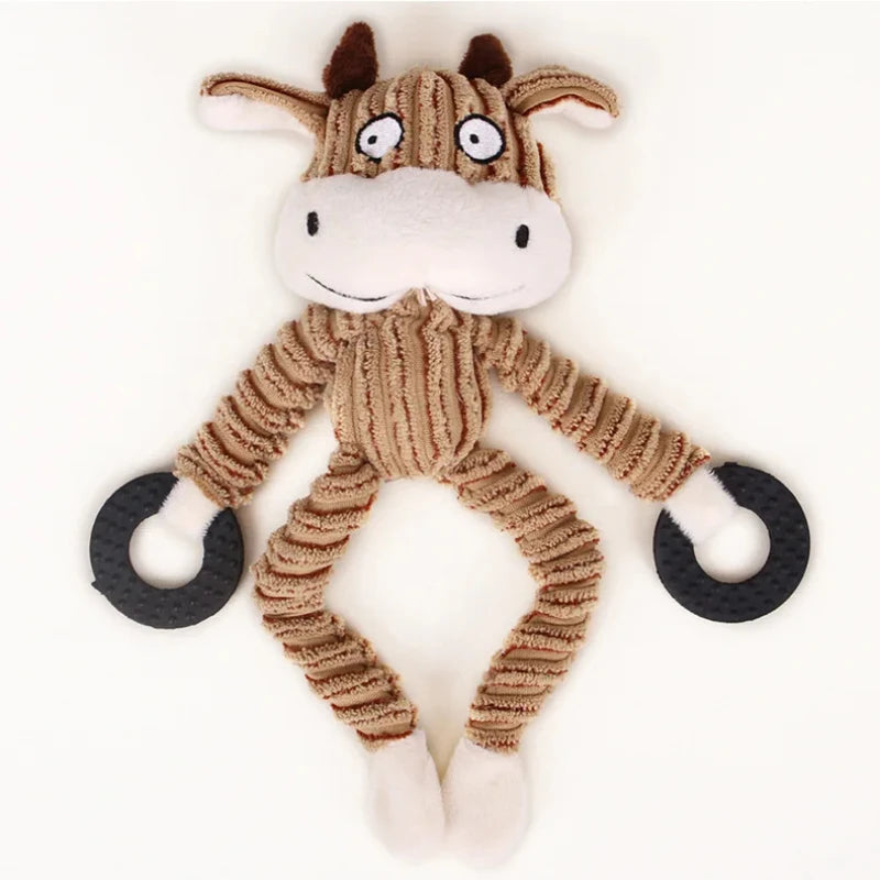 Plush Dog Toy Animals Shape Interactive Dog Chew Toys Corduroy Dog Toys for Small Large Dogs Puppy Pets Training Accessories