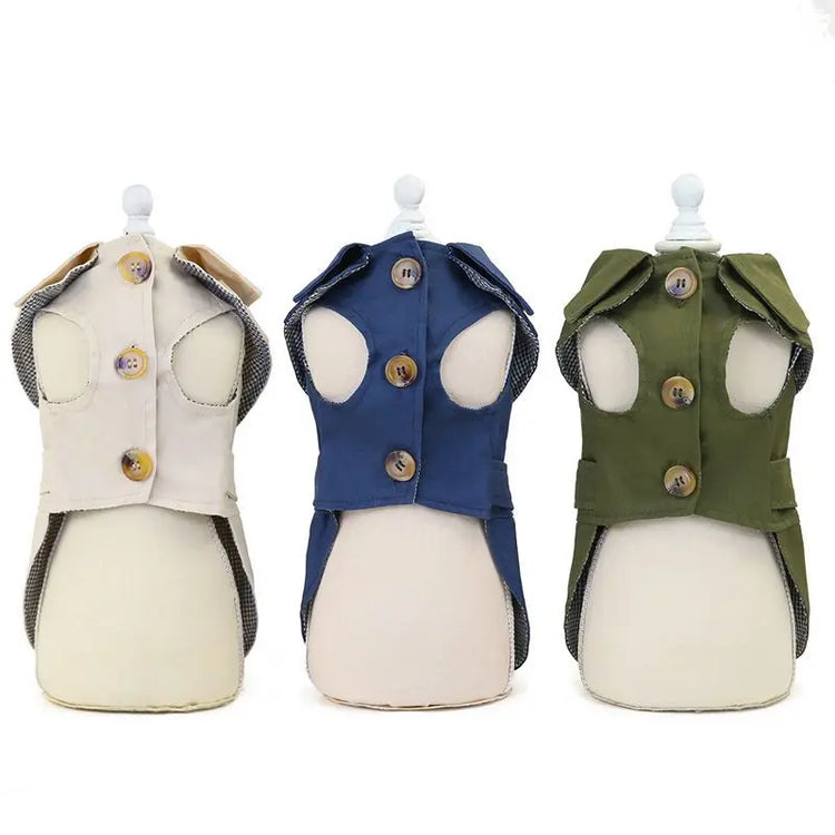 British Style Winter Trench Coat for Small Puppies | Thick Warm Dog Jacket & Hoodie