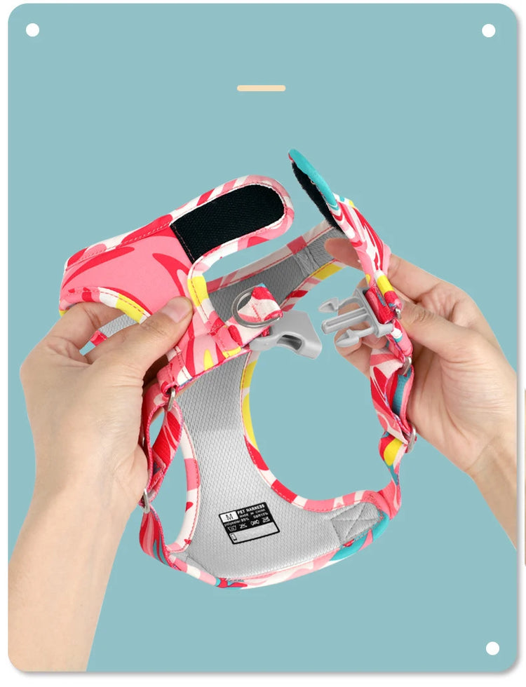 New Dog Cat Harness | Adjustable Vest Walking Lead Leash | Puppy Dogs Collar | Polyester Mesh Harness | Small Medium Dog Cat Pet