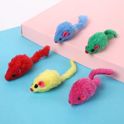 5PCS Plush Simulation Mouse Cat Toys | Pet Teasing Interactive Toys | Colorful Cat Fun Mouse Toys | Gifts | Pet Supplies