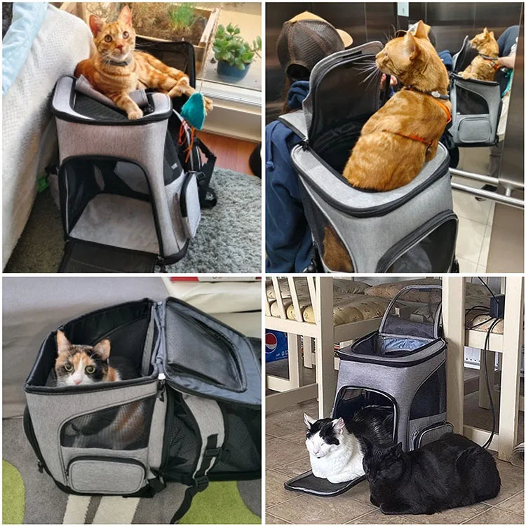 Breathable Pet Cat Carrier Backpack | Foldable Pet Carrier | Transport Travel Bag | Expandable Large Capacity | Creative for Cats Dogs