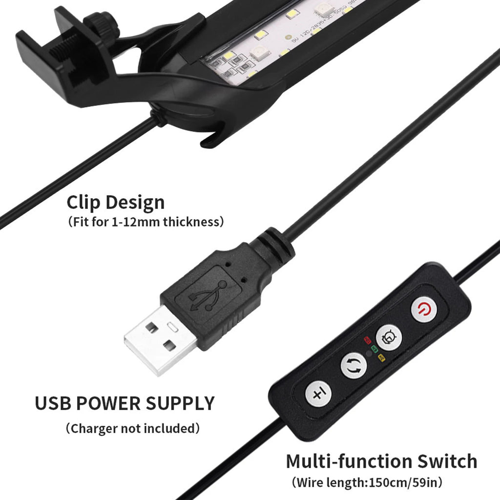 LED Aquarium Light with Timer – Full Spectrum USB Fish Tank Lamp for Aquatic Plants