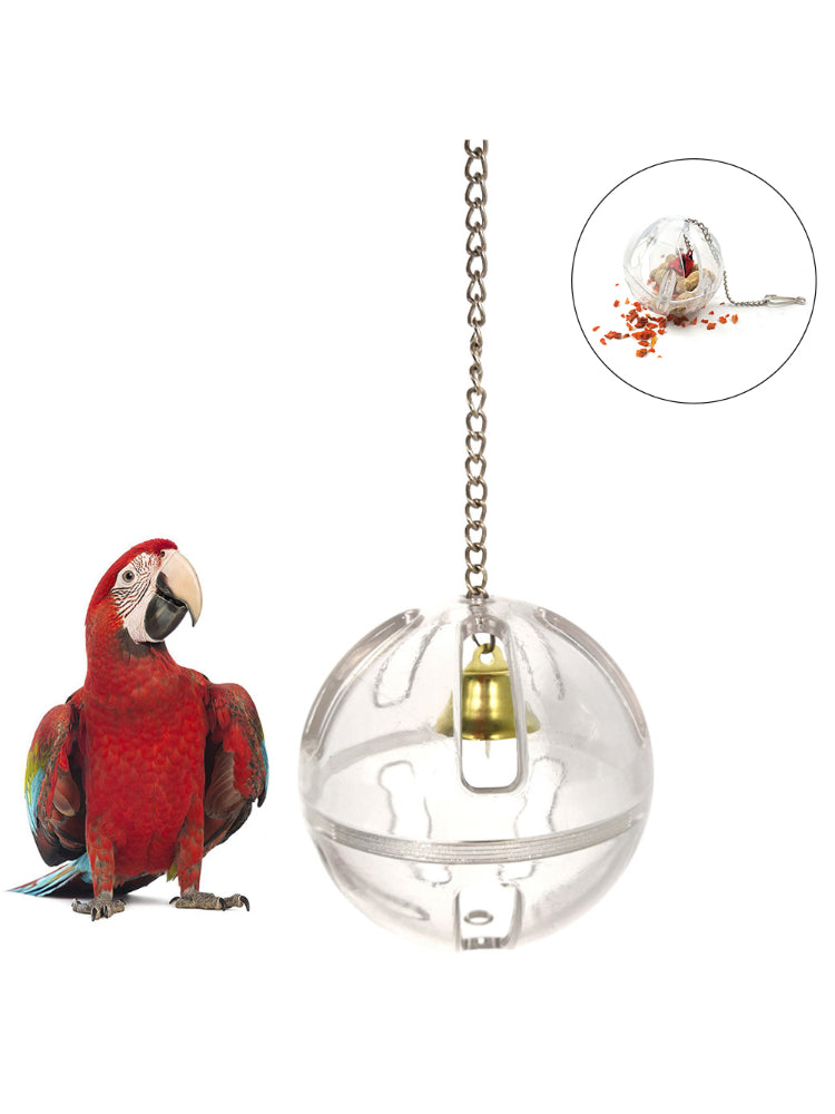 Bird Parrot Feeder Toy | Foraging Bell Chain Ball | Cage Hanging Chew Toy | Plastic Feeding Accessory for Pet Birds