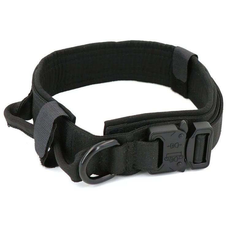 Durable Tactical Dog Collar With Padded Lining, Quick Release Buckle & Control Handle For Small To Large Dogs