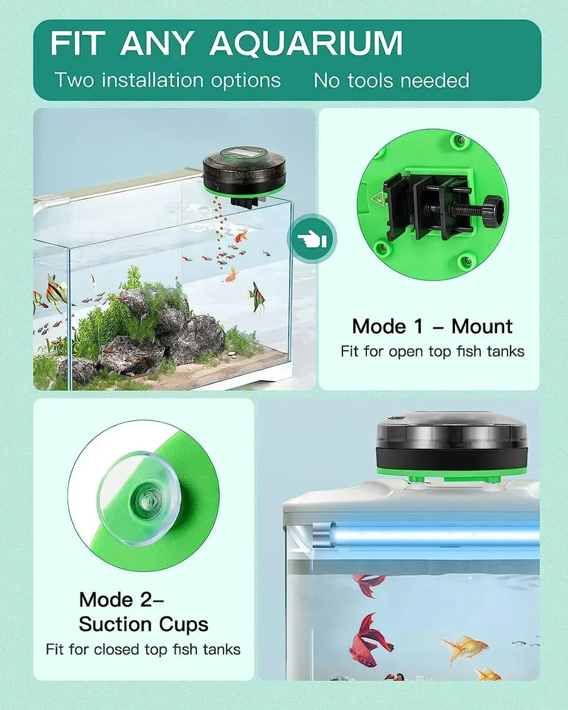Automatic Fish Feeder for Aquarium with LCD Display and USB Rechargeable Timer – 3-Speed Adjustable Food Dispenser