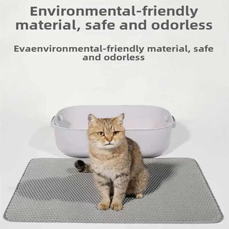 Cat Litter Mat - Double Layer | Cat Litter Box Waterproof Mat | Non-slip Sand Cat Pad | Foldable Washable Mat | Pet Clean Supplies