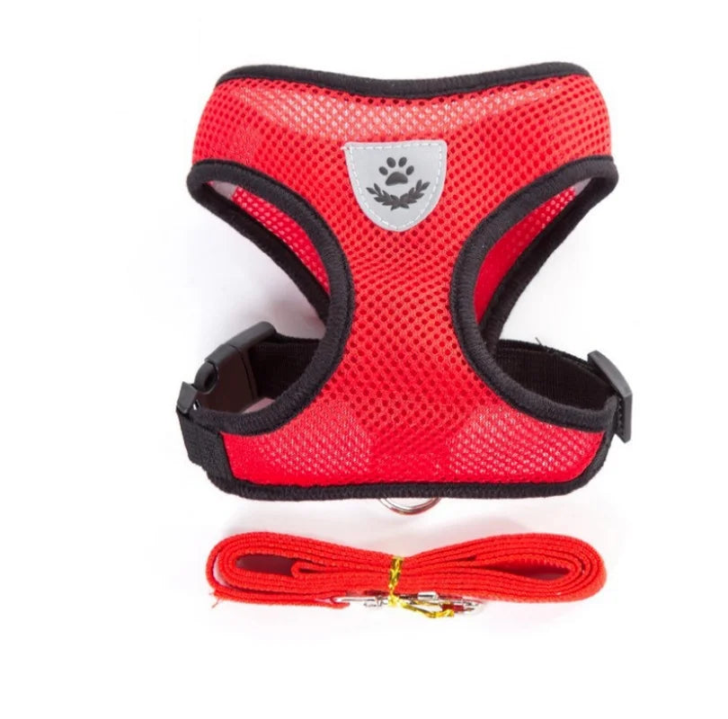 Cat Dog Harness With Lead Leash | Adjustable Vest | Polyester Mesh | Breathable Harnesses | Reflective Strap - Small Dog Cat Accessories