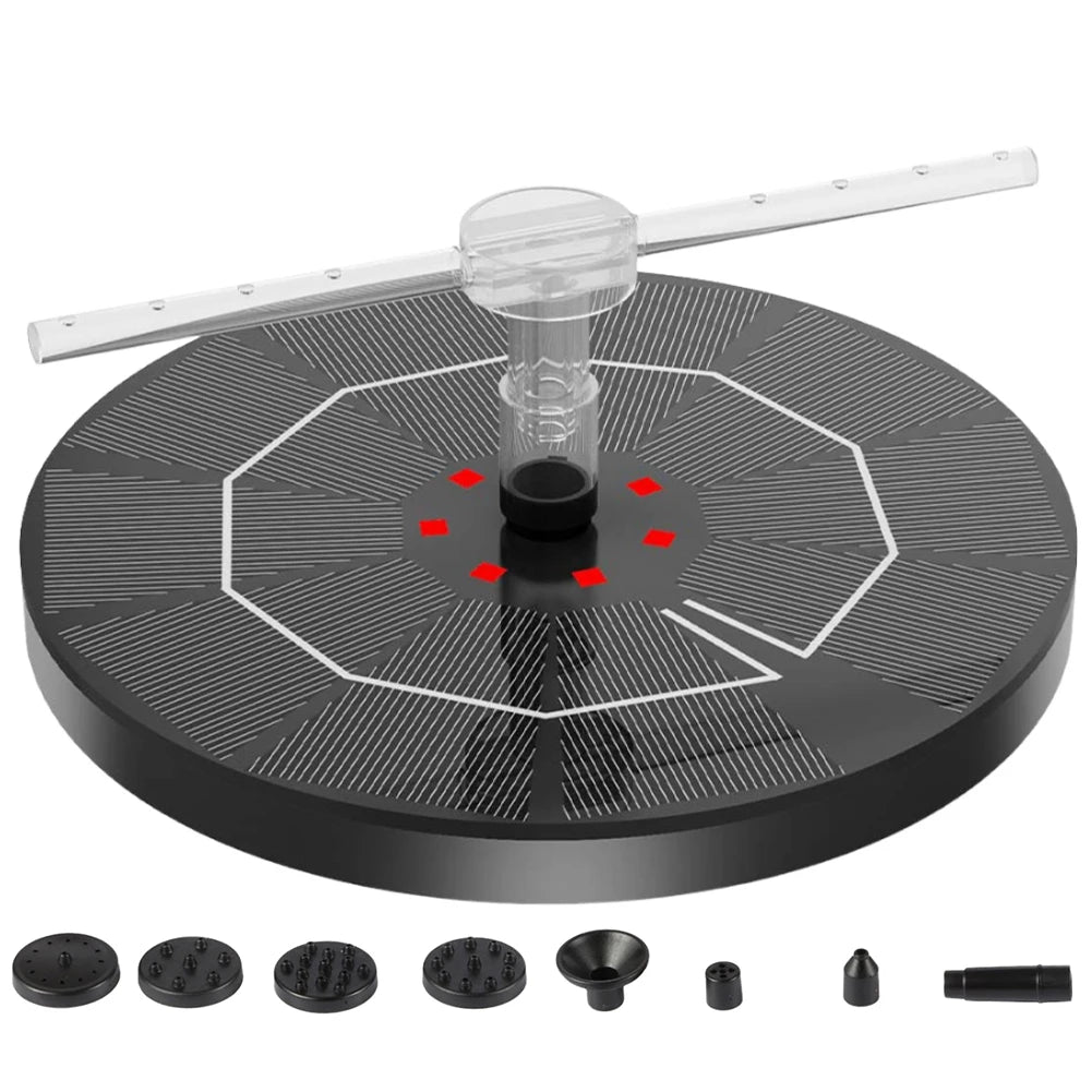 2.2W Solar Bird Bath Fountain | Floating Water Pump with LED Light & 6 Spray Nozzles for Birdbaths, Ponds, and Outdoor Water Features