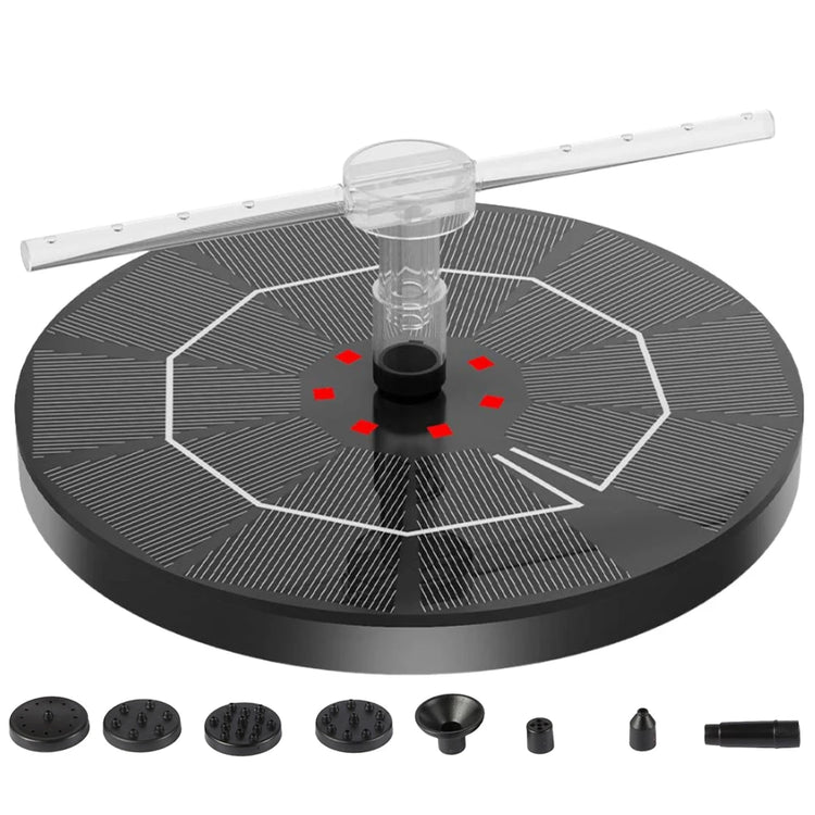2.2W Solar Bird Bath Fountain | Floating Water Pump with LED Light & 6 Spray Nozzles for Birdbaths, Ponds, and Outdoor Water Features
