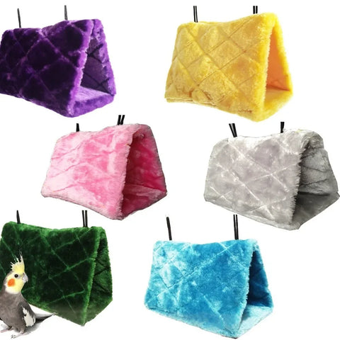 Pet Bird Hammock Hut | Warm Hanging Tent Bed for Parrots & Small Birds | Cozy Plush Nest for Sleeping & Cage Decoration