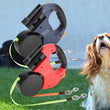 Dual-Head Retractable Dog Leash with LED Light – Extendable, Tangle-Free, and Reflective