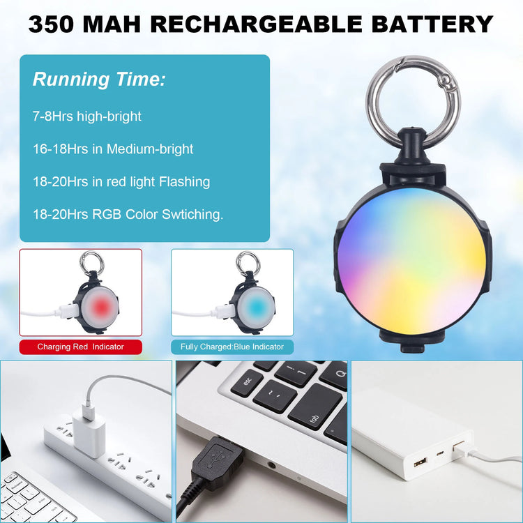 2 Pack LED Dog Collar Lights – USB Rechargeable, Luminous Safety Pendant for Night Walking