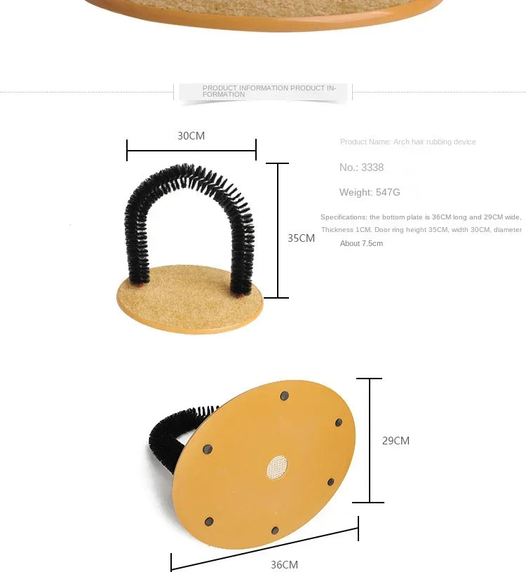 Cat Toy Arch Self Groome | Pamper Feline with A Massage - Grooming Rubbing Brush with Scratching Pad | Toy for Cats - Interactive Toys