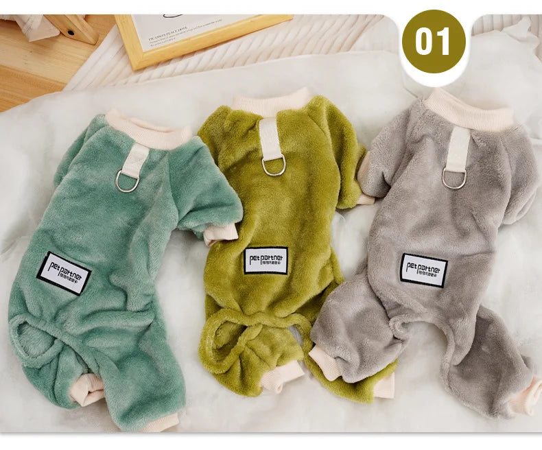 Fleece Warm Pet Clothes Winter Dog Jumpsuit Pajamas for Small Dogs Pomeranian Clothing Puppy Nightshirt Cat Overalls Pijamas