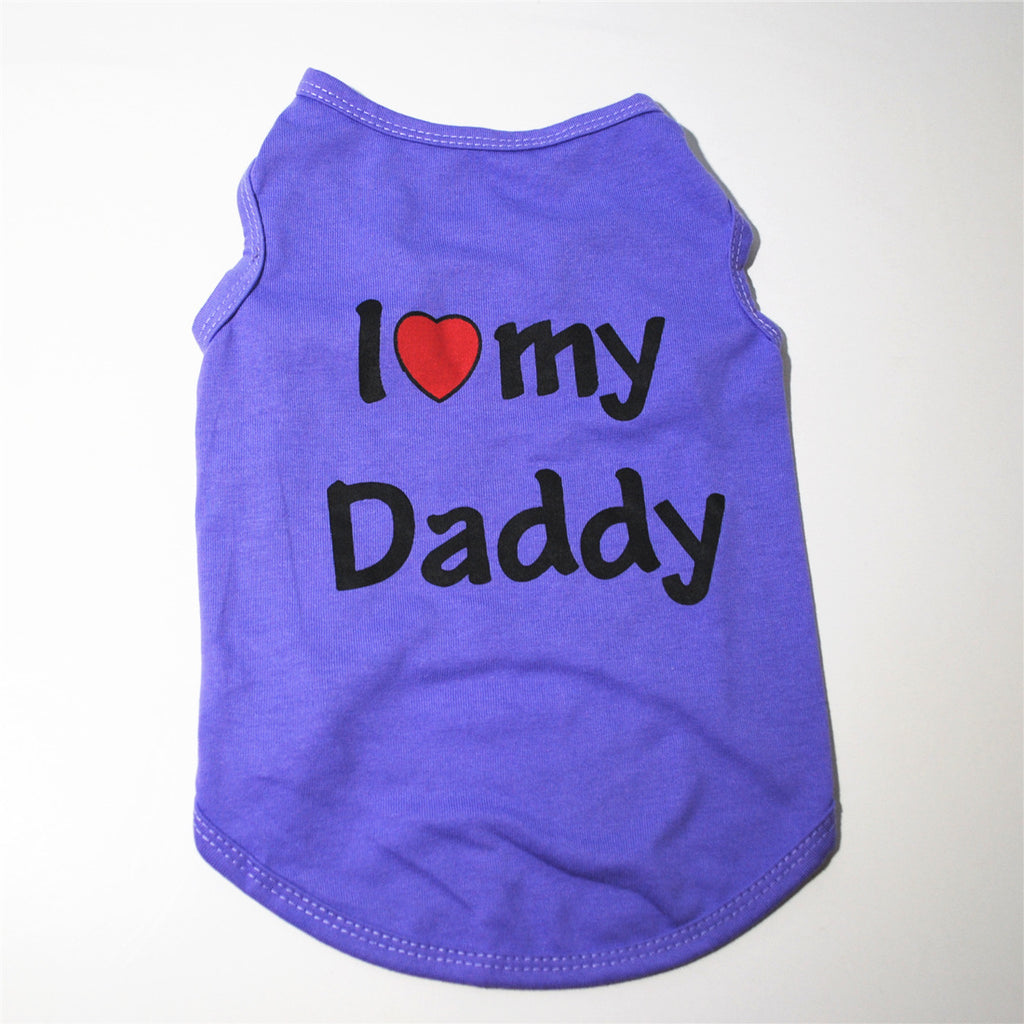 "Love Mommy & Daddy" Cotton Cat Vest | Cute Printed T-Shirt for Cats/ Small Dogs
