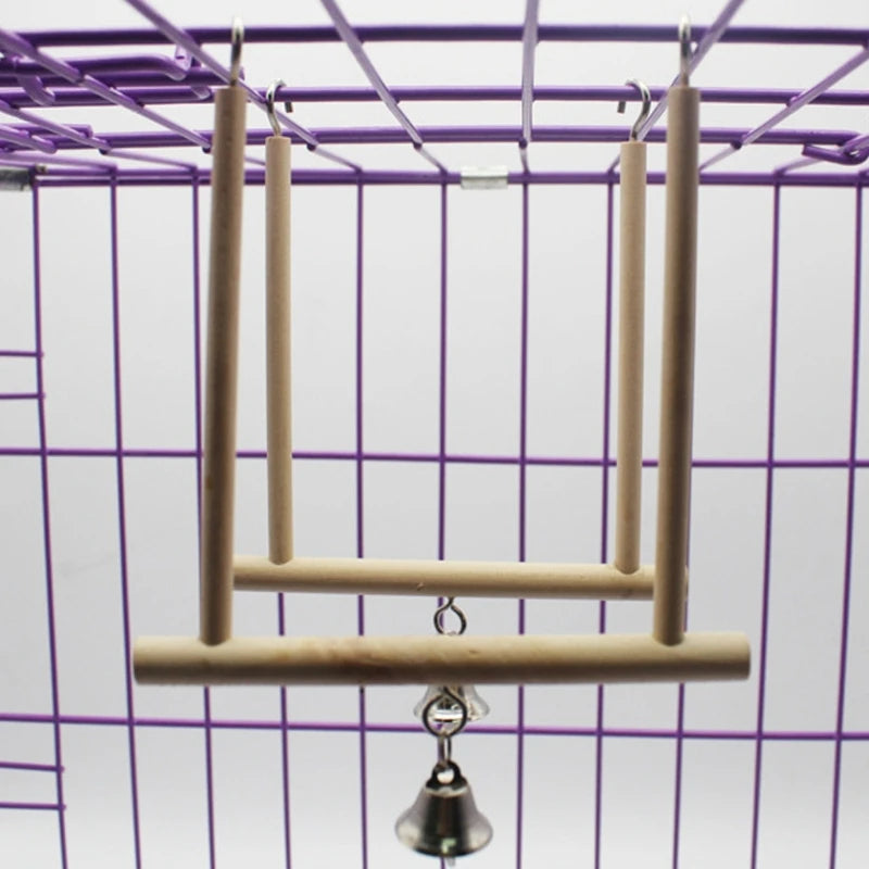 Parrot Hammock Bird Swing | Perch with Wooden Stand | Small Birds Chew Toy | Easy to Hang for Finch Canary
