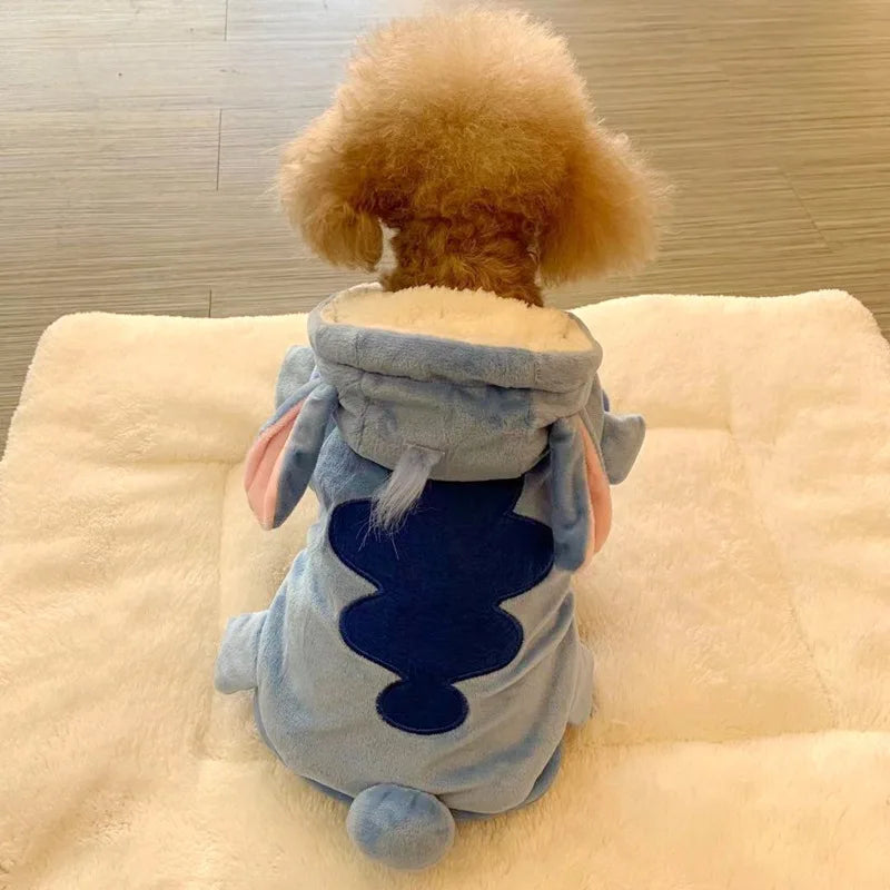 Autumn Winter | Cartoon Pet Clothing | Stitch Same Style | Cat/Dog Clothing | Two-Leg Pet Transformation Outfit | Warm Cotton Clothes
