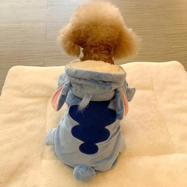 Autumn Winter | Cartoon Pet Clothing | Stitch Same Style | Cat/Dog Clothing | Two-Leg Pet Transformation Outfit | Warm Cotton Clothes