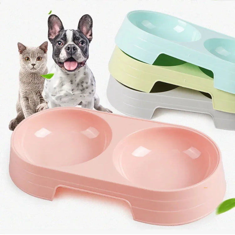 Double Pet Bowl for Small Dogs & Cats – Stainless Steel Food and Water Feeder with Non-Slip Base