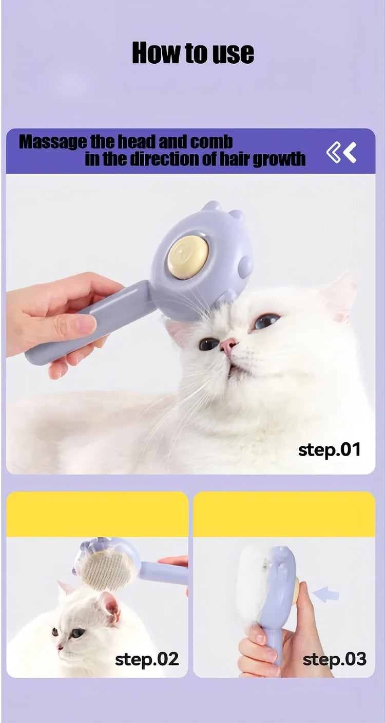 Pet Comb | One-Key Hair Removal Brush | Magic Massage Grooming Tool | Cat Hair Brush | Easy Clean