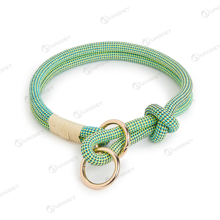 Striped Nylon Rope Dog Collar Slip-On Quick Release Personalized Collar for Small to Large Dogs
