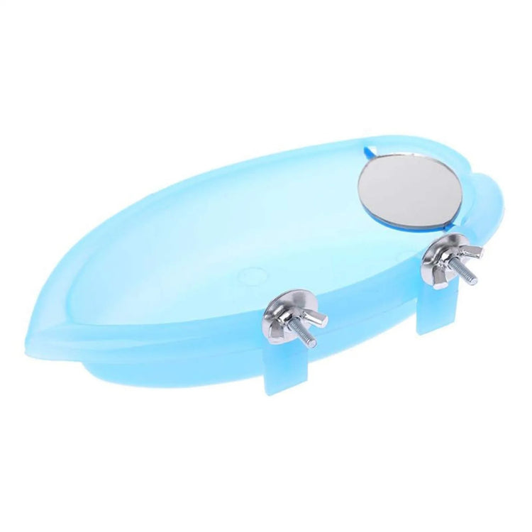 Bird Water Bath Tub For Pet Cage Hanging Bowl Parrot Parakeet Bird Bath+Mirror Birdbath