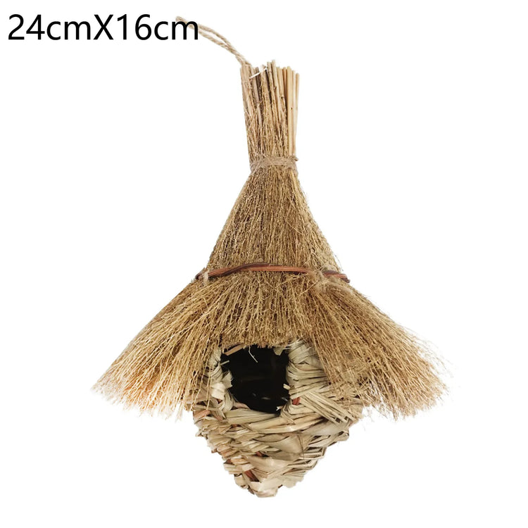 Natural Grass Egg Bird Nest – Handwoven Hanging Bird Cage House for Parrots & Small Birds | Outdoor Decorative Shelter