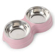 Double Pet Bowl for Small Dogs & Cats – Stainless Steel Food and Water Feeder with Non-Slip Base