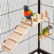 Bird Perches & Platform Swing Set for Parrots | Climbing Ladder, Cage Accessories, Wooden Play Gym, Exercise Stands