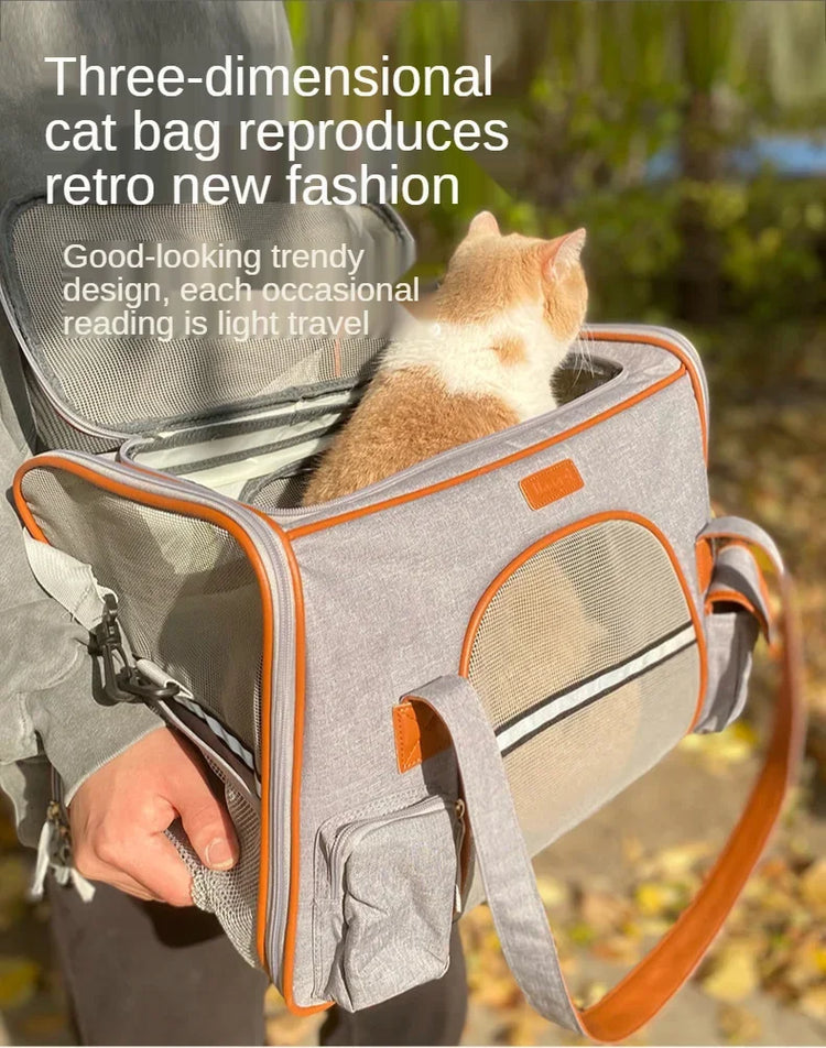 Crossbody Dog Bag – Pet Backpack | Multipurpose Solid Color Shoulder Carrier - Cats/Dogs | Breathable, Portable & Travel-Friendly