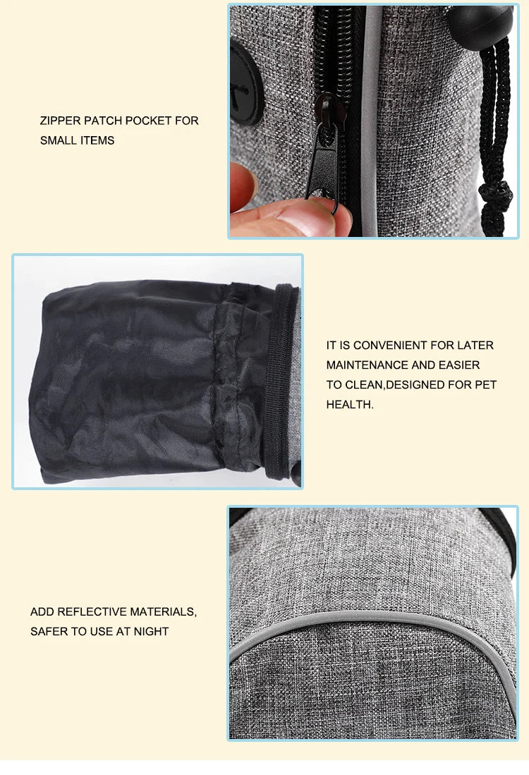 Dog Treat Training Pouch with Poop Bag Dispenser – Outdoor Pet Snack Bag for Toys, Kibble & Treats