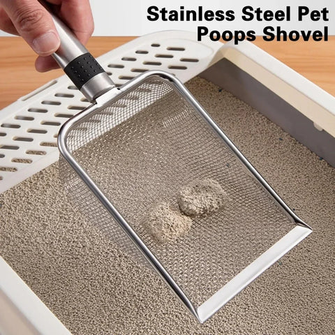 Cat Litter Scoop | 1Pc Metal Aluminum Alloy Poop Shovel | Durable Stainless Steel Long Handle Pet Cleaning Tool