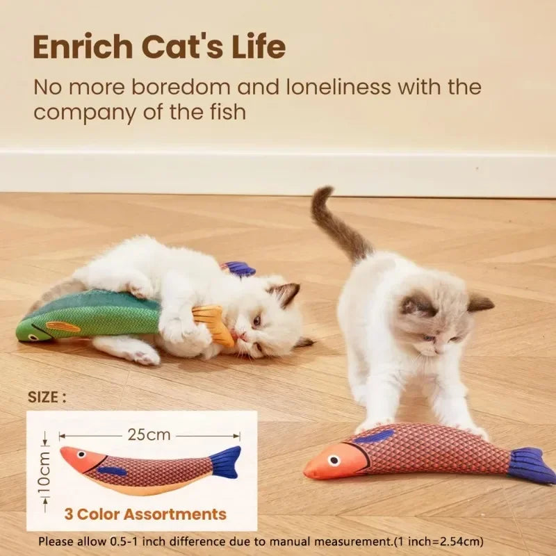 Cat Toy | Saury Fish Plush | Crinkle Sound | Catnip Kicker Toy | Interactive Teeth Grinding | Kitten Chew Toy | Pet Play Supply